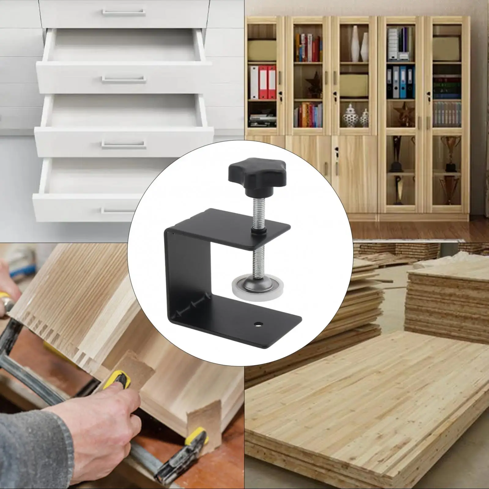 Drawer Front Panel Installation Clamp Cabinet Hardware Jig for Easy Fast Furniture Installation with Big Silicone Protective Pad