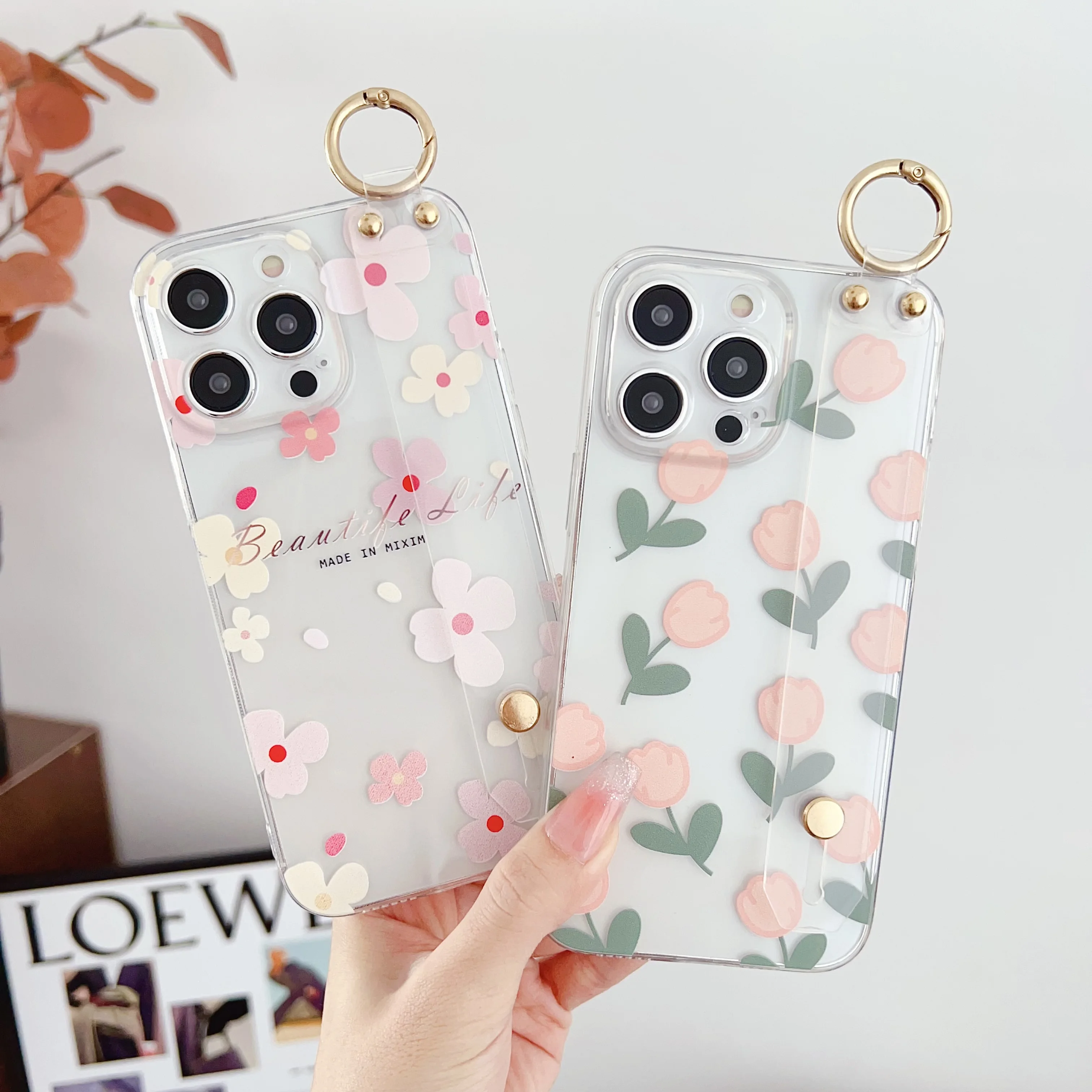 Floral Wrist Strap Protective Case