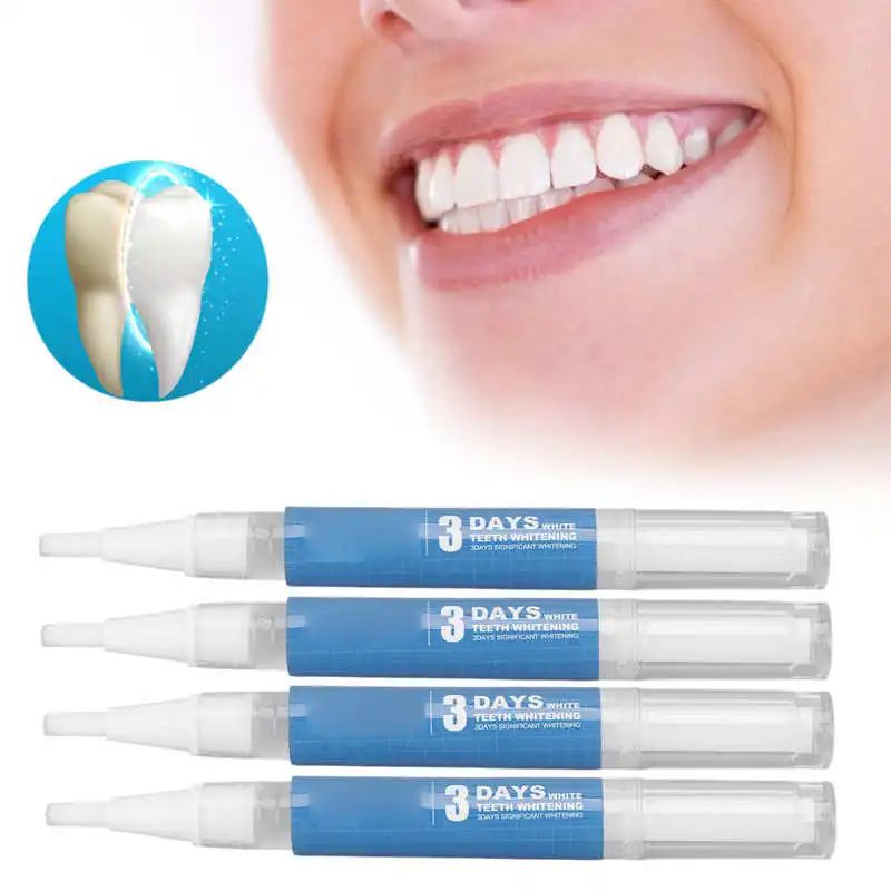 

4pcs Teeth Whitening Pen 3ml Plaque Stains Removal Soft Brush Head Dental Brightening Pen Clean Mouth Tooth Brushing Pen