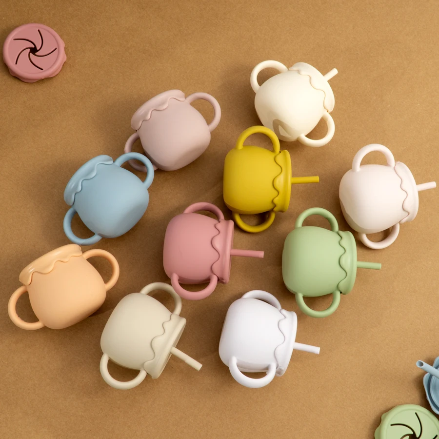 Baby Feeding Cups Portable Drinkware Sippy Cup Solid Food Container Snack Cup Toddlers Learning Cups Newborn supplies 4