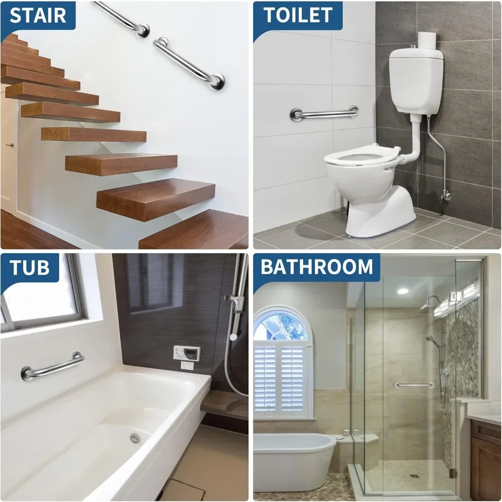 Anti-slip shower safety support handle 30/40/50/60cm Towel Rack Bathroom Tub Toilet Handrail Grab Bar Stainless Steel 2025
