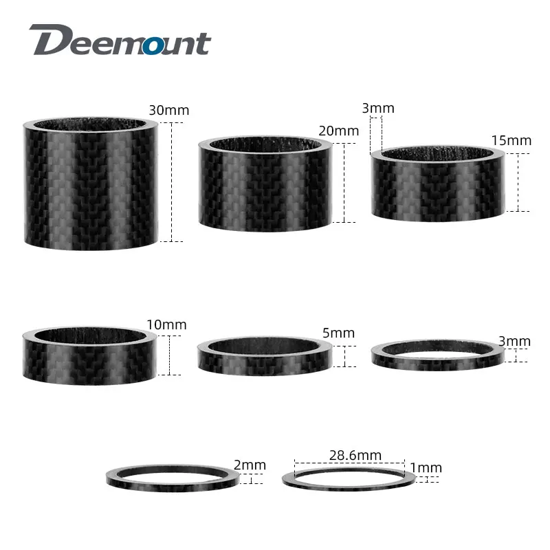 Deemount Full Carbon Fiber Glossy Matte Spacers Fits 28.6 mm Fork Stem Bicycle Headset Handlebar Rise-up Multi Height Rings