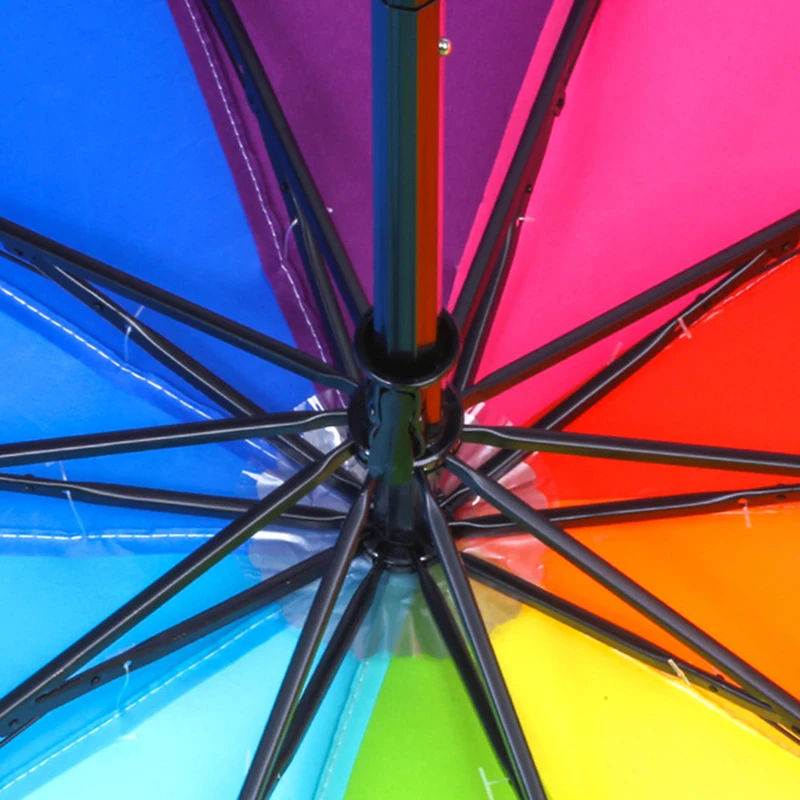 Wind Resistant Umbrella Folding Umbrella Manual Umbrella Windproof Umbrella Windproof Foldable Umbrella Women Men Manual Rainbow Three Folding Umbrella Adults Children Strong Resistant