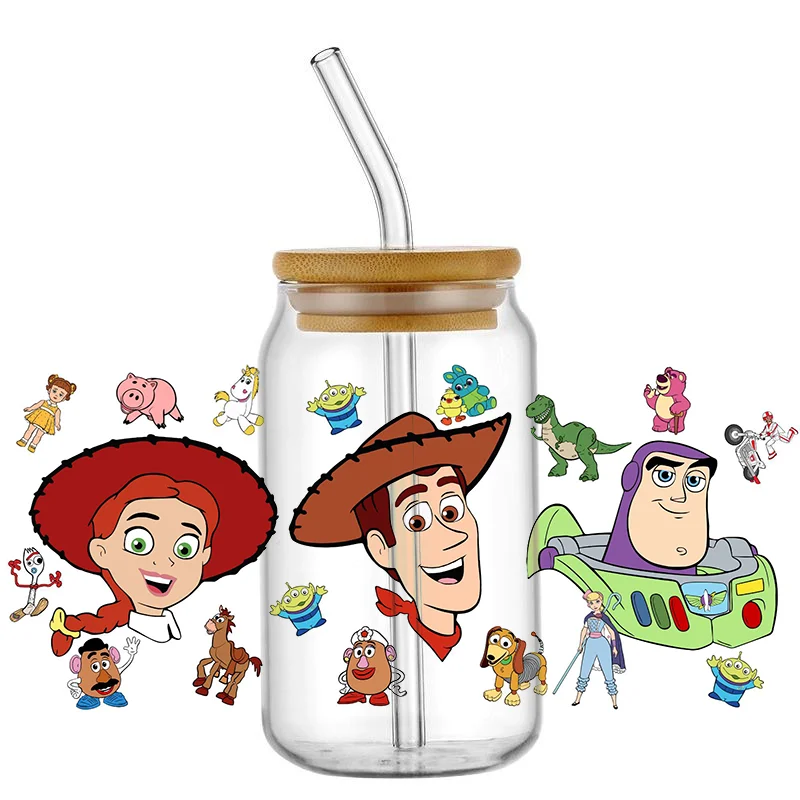 Miniso Cute Cartooon Toy Characters Wrap Transfer Stickers for Cup Tumbler, Waterproof Decal for Bottles, Gifts Kids