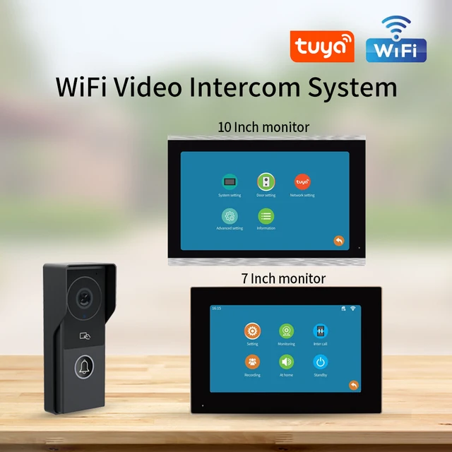 Wifi Tuya Video Intercom 1080P Video Doorbell HD Camera Motion Detection 7/10inch Touch Monitor one-key App Unlock for Apartment 2