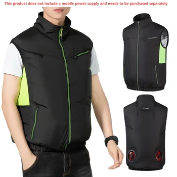 New Cooling Vest Ice Fan Vest Heat Resistant Air Conditioner Clothes Cooling Fan Vest for Summer Camping Fishing Vest Hiking 2