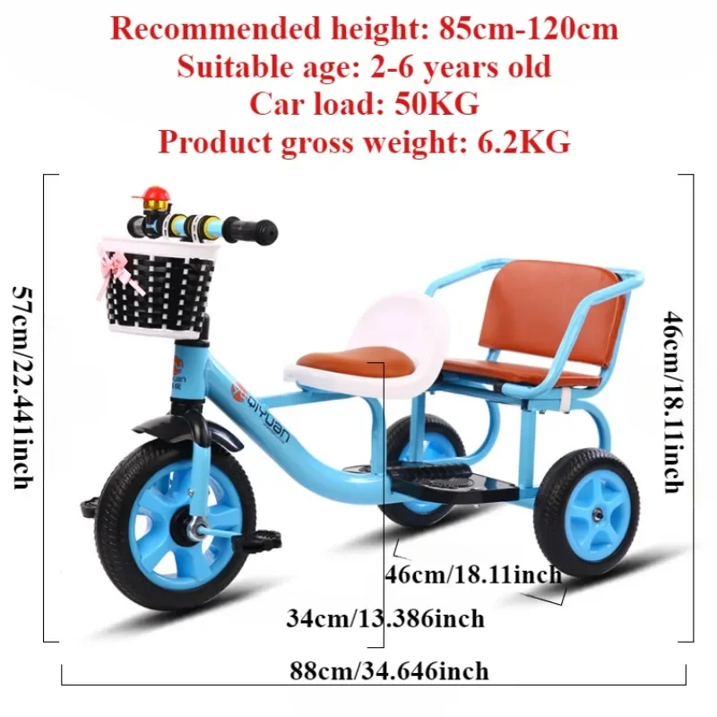 Kids Tandem Tricycle Bike 6
