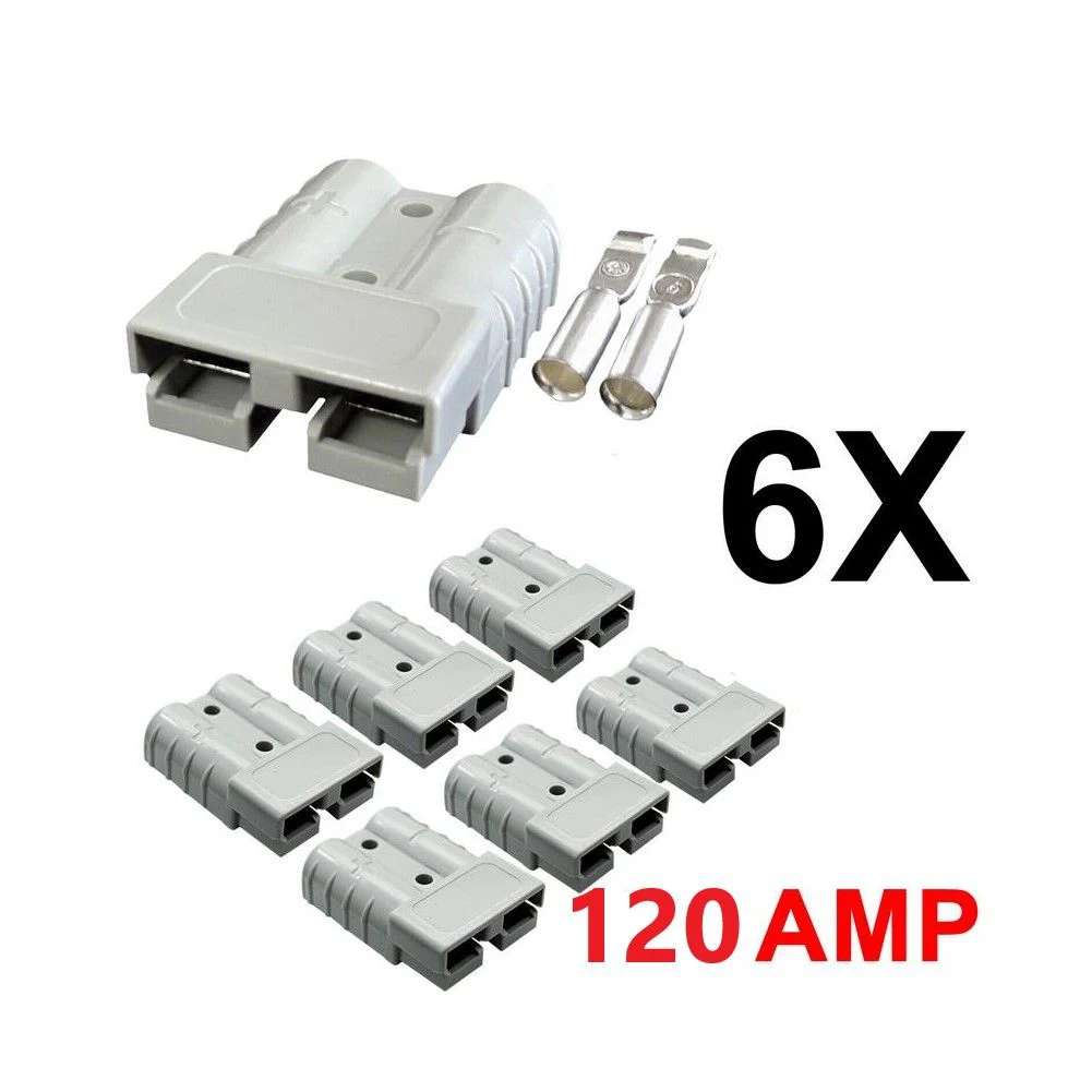 6Pcs 120A 600V FOR Anderson Type Plug Connectors Terminals 12 24V 6AWG