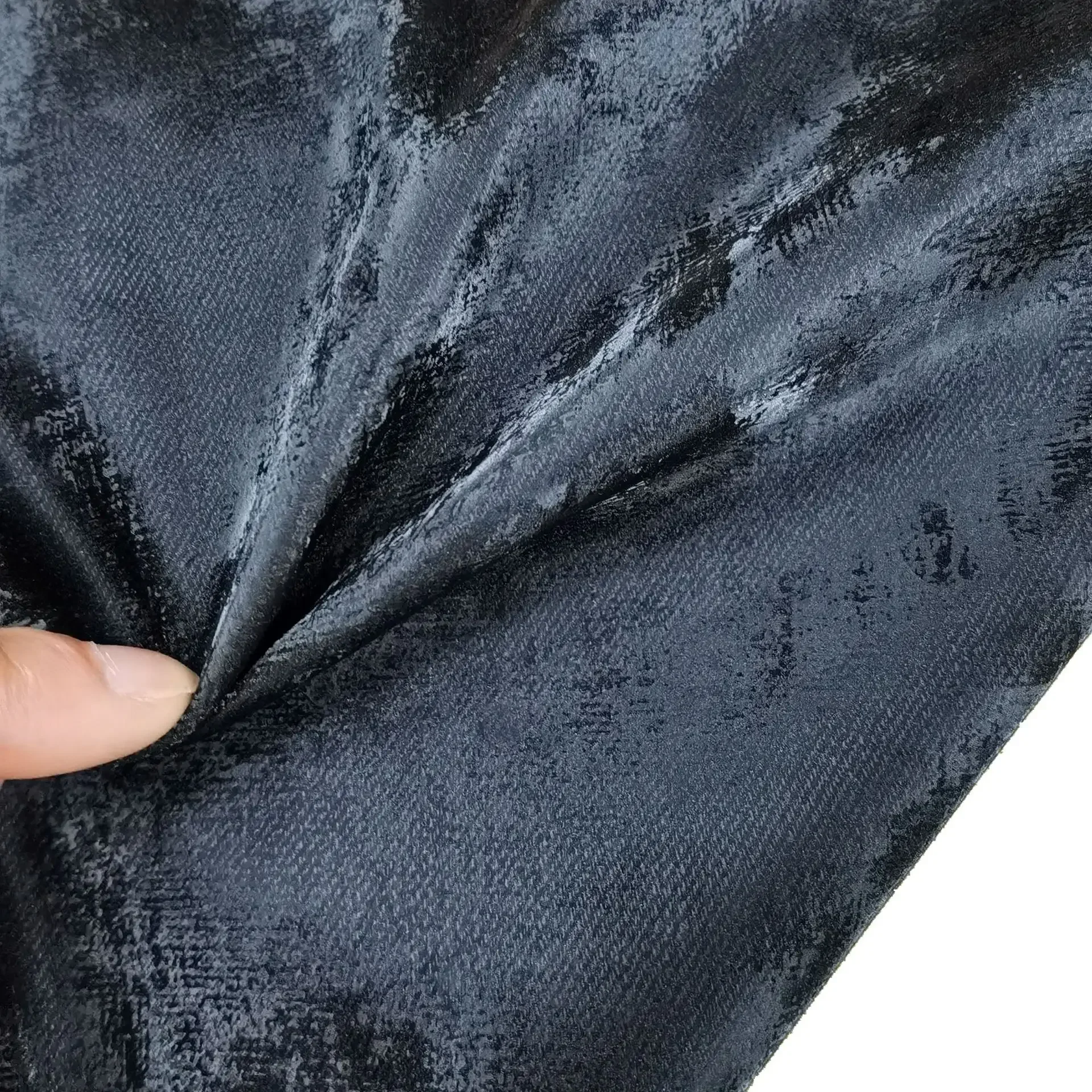 Comfortable Soft Velvet Denim Pattern PU Leather Fabric for Cushion Bag Shoe Boot Leather Material Chinese Style Soft