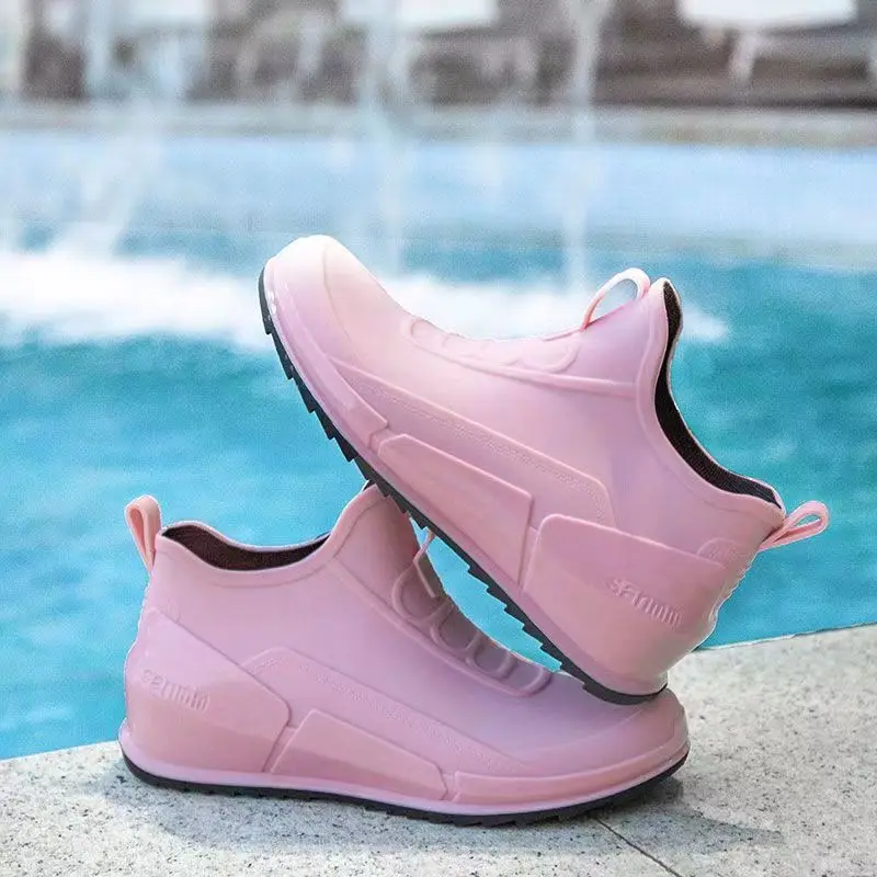 

Women's Four Seasons Rain Shoes Soft Bottom Non Slip Were Resistant Low Top Cover Foot Kitchen Work Shoes Fashionable Rain Shoes