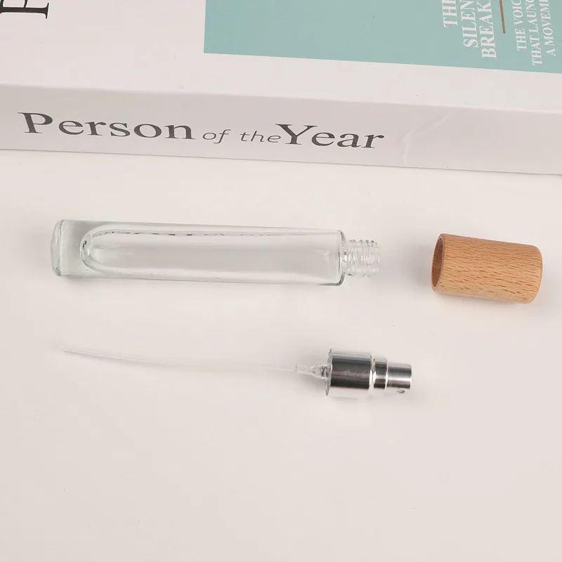 10ml Wooden Lid Refilable Perfume Dispenser Empty Spray Bottle Travel Glass Cosmetic Container Atomizer Sample Test Tube Vials 5