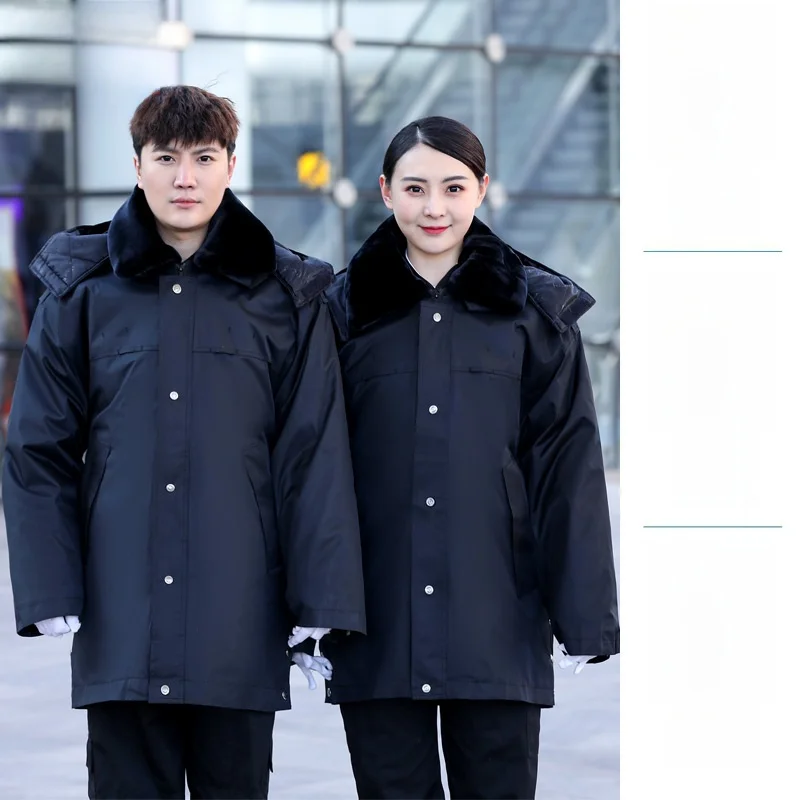 두꺼운 겨울 코트 면 따뜻한 안전 작업복 긴 다기능 냉장 보관 부동산 관리 노동 보호
