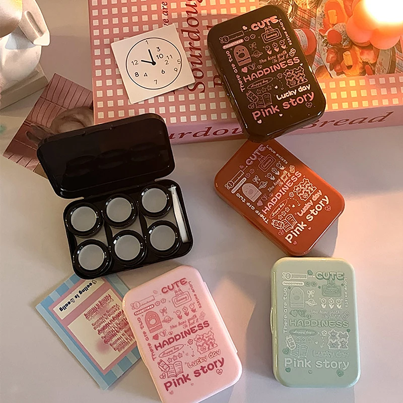 

Fashion Women Travel Kit Pocket Mini Contact Lens Case Travel Kit Easy Carry Mirror Lenses Box Container