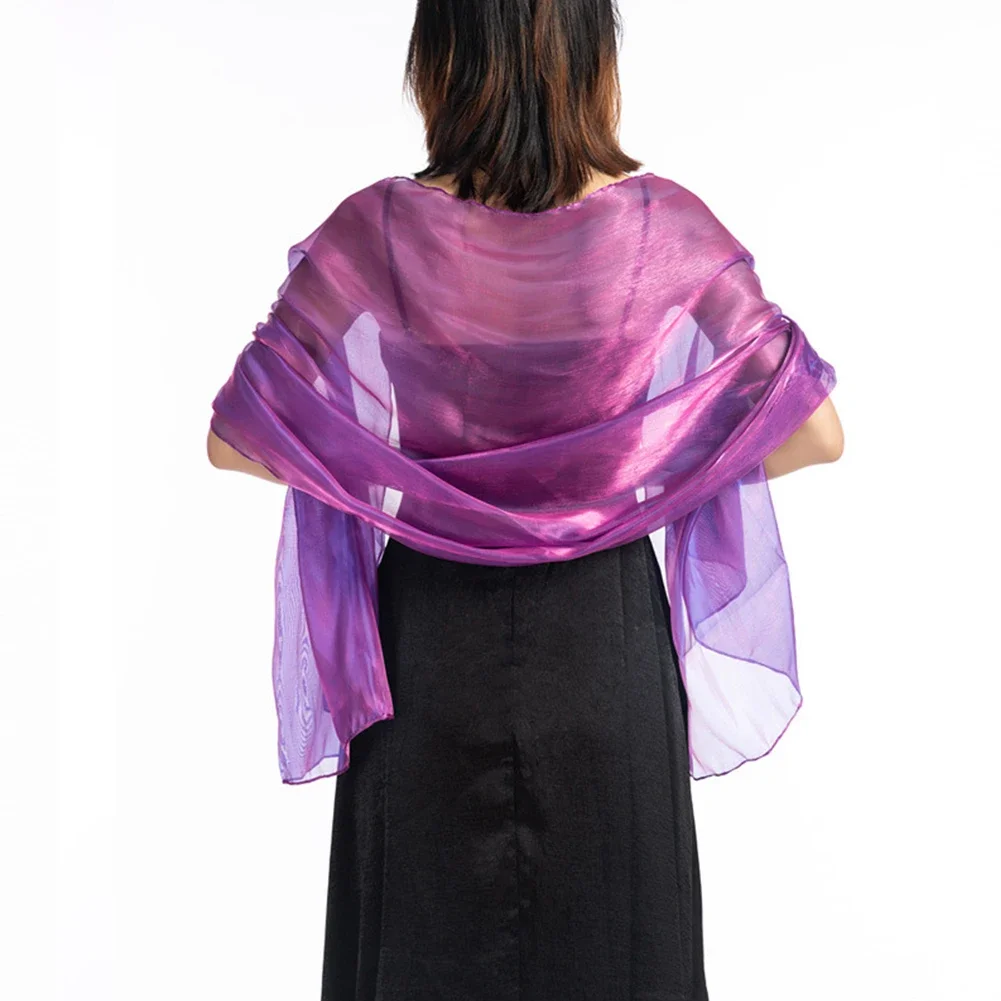 Elegant Wedding Shawl 170*70 Customizable New Silver Party Evening Dress Shawl Bride Bridesmaid's Silky Shawl Pure Color Scarf 4