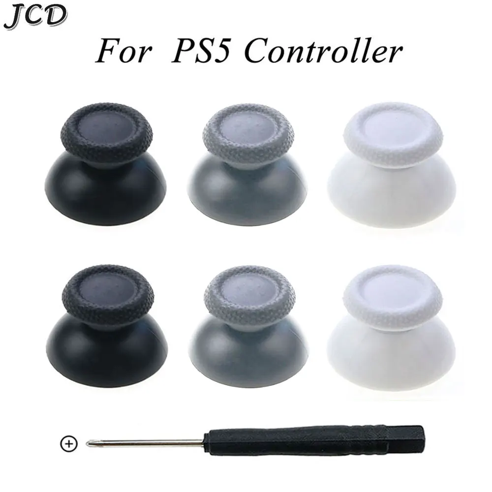 

JCD 6PCS 3D Joystick Caps Mushroom Cap Replacement For PS5 Controller Thumbstick Analog Thumb Sticks Grip Cover With Tools