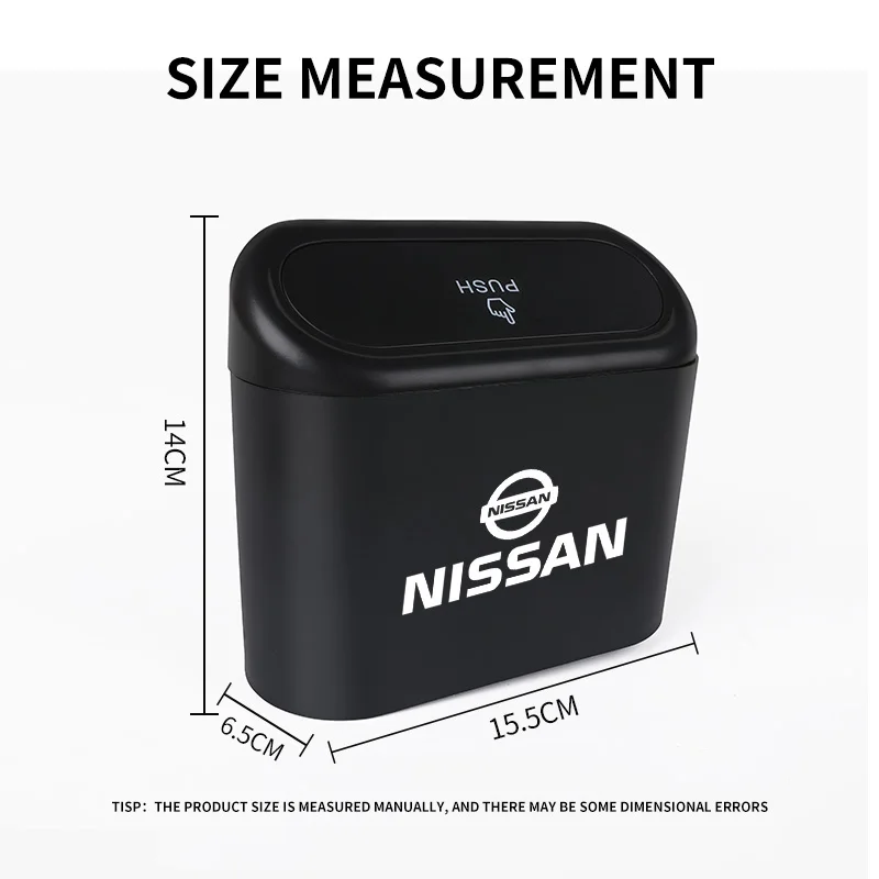 1Pc Car Hanging Trash Can ABS Square Pressing Bin Trash For Nissan X-trail Qashqai Note Juke leaf Sentra Patrol Car Styling