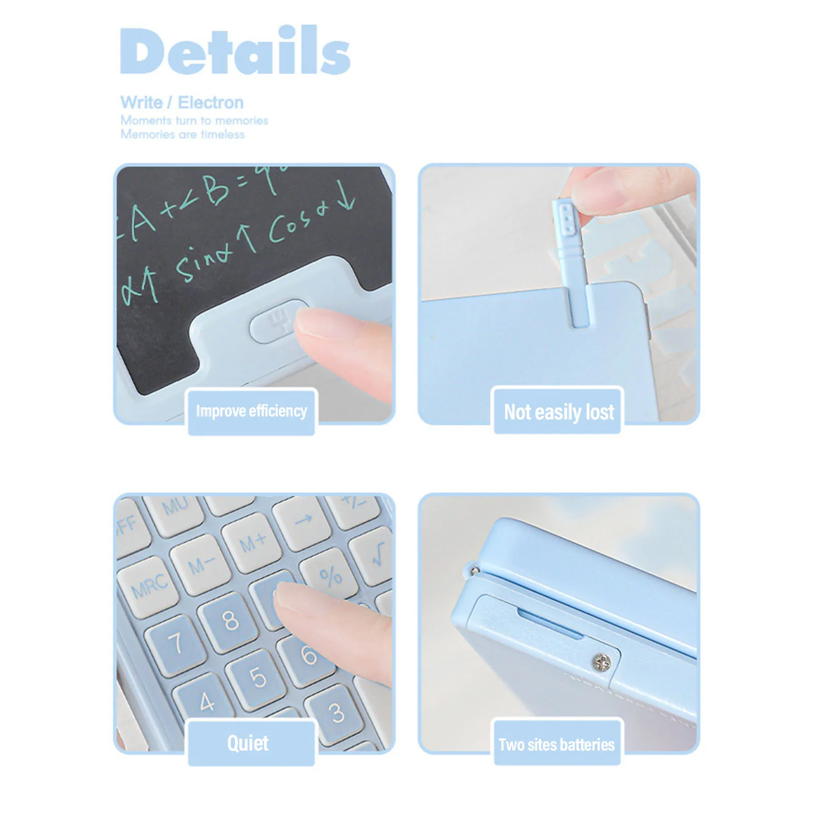 손으로 쓴 계산기 LCD 화면 계산기(메모장 포함) 12개의 큰 버튼 비즈니스 학교 가정 작업 공간용 휴대용 계산기