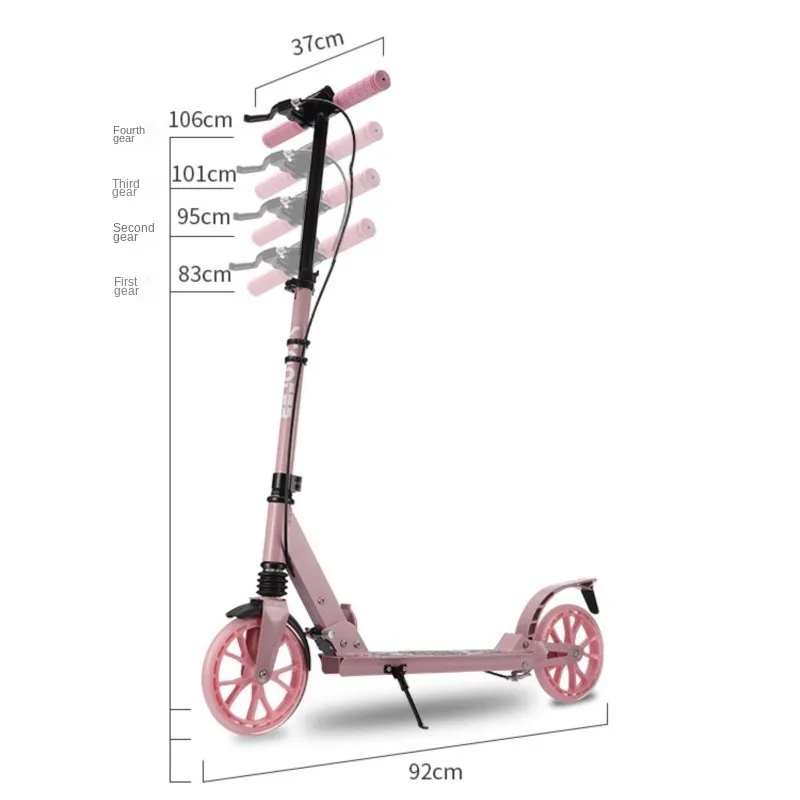 TULX Foldable Scooter With Two Wheel Folding Double Braking System Multi Speed Adjustment Wear Resistant Tires For Safer Safety