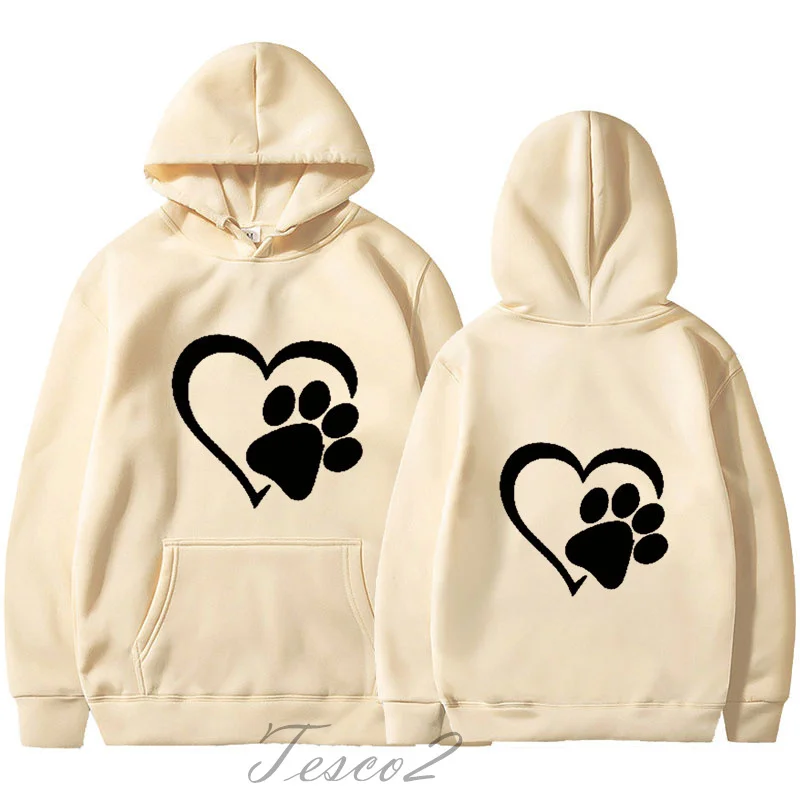 Tesco Spring Hooded For Women Cat Scratch Heart Print Sweatshirts For Valentine's Day Wear Couple Pullovers Women's Clothing