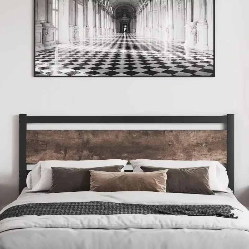 Only Wooden Headboard with Metal Flat Noodles Sturdy and Simple Easy To Assemble Double XL/large/extra Large (large)