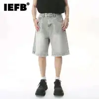 IEFB Summer Men's Casual Jeans Shorts Loose Mid High Waist Fashion Knee Lenght Denim Short Pants Vintage Male New Korean 9A8588 1