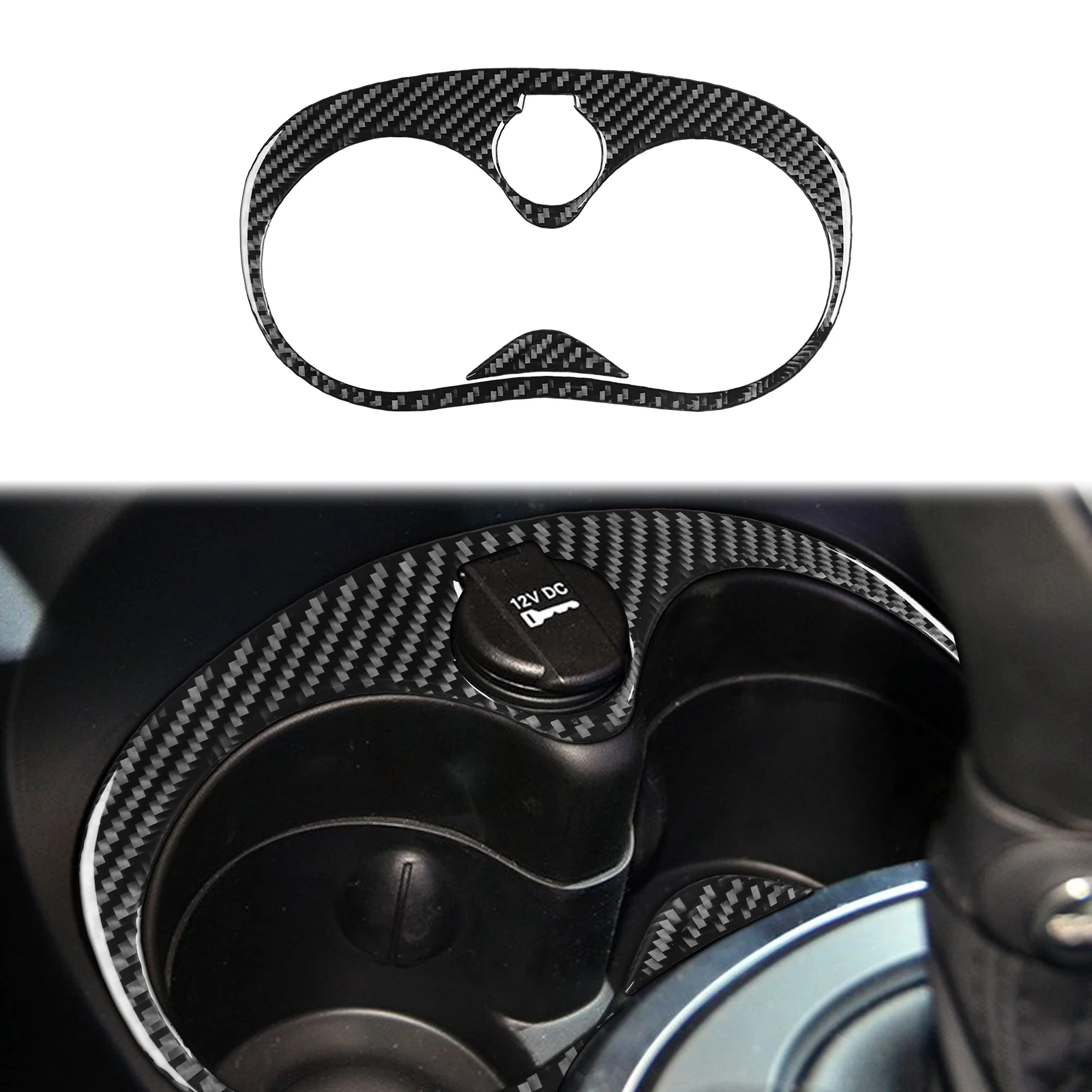 Per Fiat 500L 2014 2015 2016 2017 Vera Fibra Di Carbonio Interni Pavimento Console Portabicchieri Pannello Trim Copertura Cornice Adesivo Decorativo