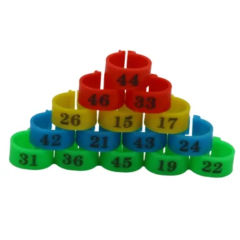 50 pcs 12MM 14MM Bird Plastic Clip Rings Pigeon colored foot ring No.1-50 For 4 colors