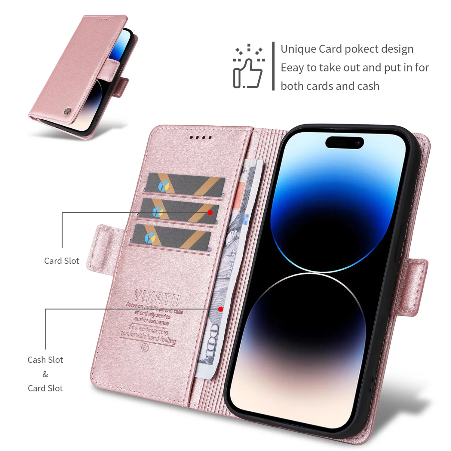 Leather Wallet Flip Case with Stand and Card Holder - Elegant Phone Book Cover