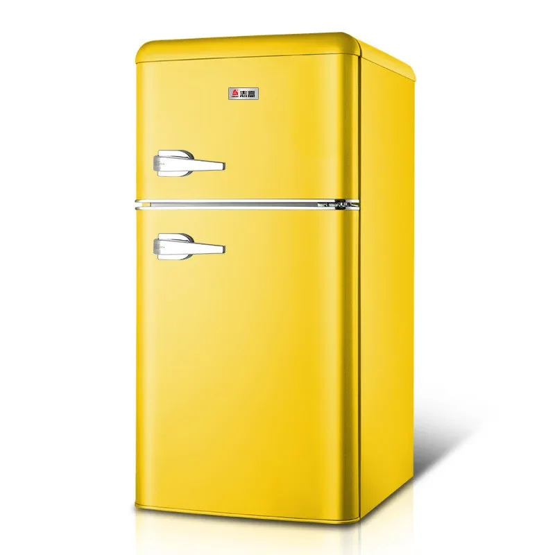 220V 118L Retro Refrigerator Small Household Double Door Refrigerator Fridge Small small fridge for room