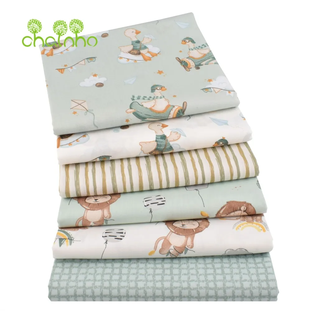 Chainho,Printed Twill Weave Cotton Fabric,DIY Quilting Sewing Material,Handmade Textile,Patchwork Cloth,Cartoon Series,25C16