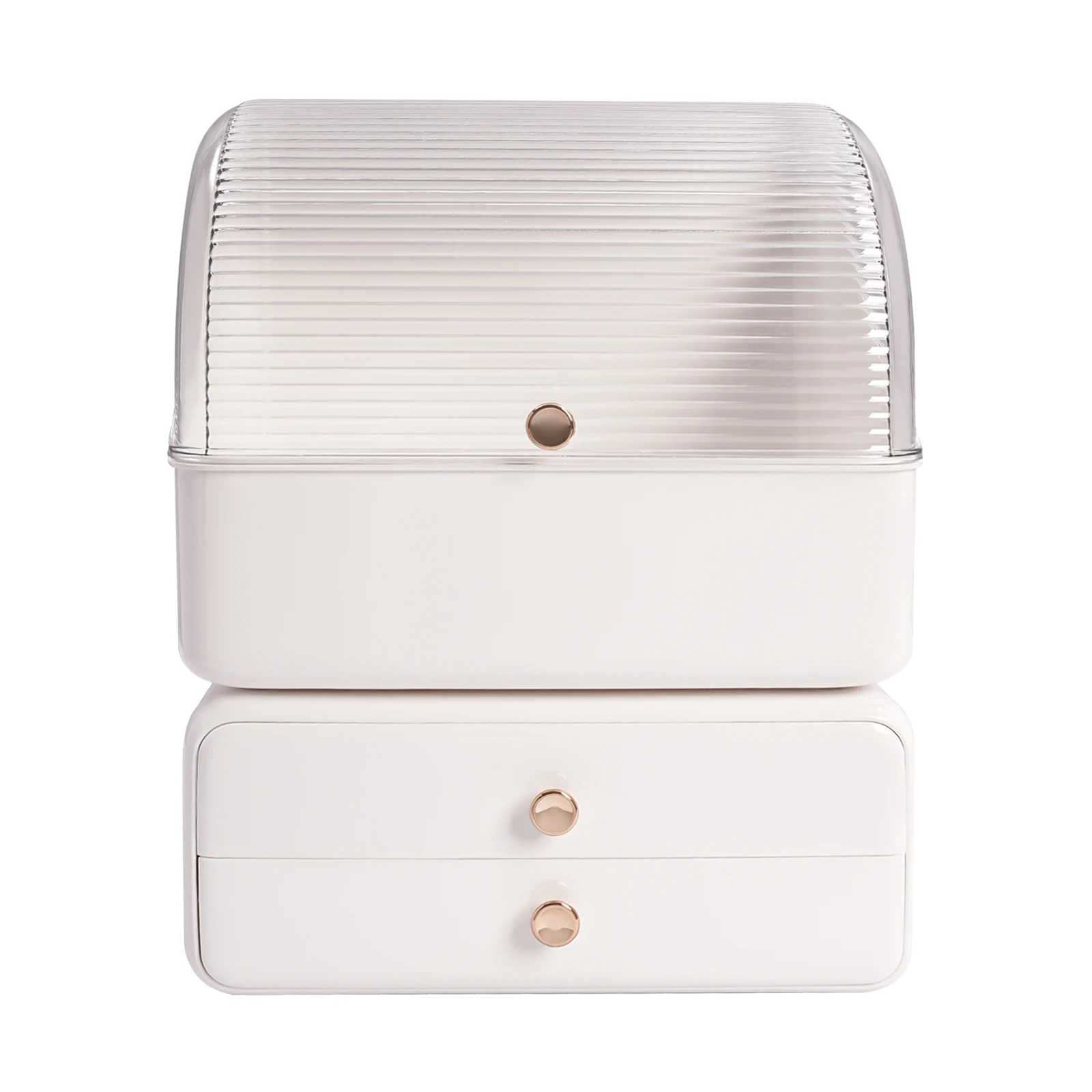 Large Makeup Organizer Make Up Cosmetics Plastic organizer box with Brush Holder Lid and Drawers 3