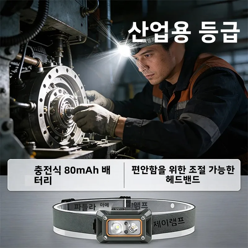 새로운 LED 경량 강력 조명 센서 헤드라이트 USB 충전 다중 광원 체스트 러닝 라이트 다기능 헤드라이트