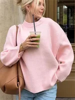 Tossy Pink Knitwear Sweater Pullover For Women Long Sleeve Fashion Loose Patchwork Cute Y2k Top Female Knit Elegant Pullover New 1