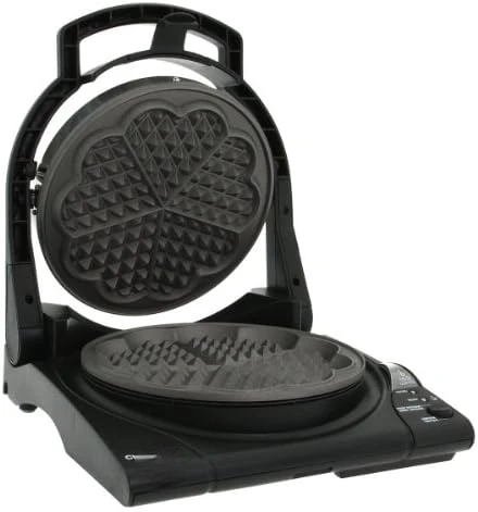 

840 WafflePro Taste / Texture Select Waffle Maker Traditional Five of Hearts Easy to Clean Nonstick Plates, 5-Slice, Silver Egg