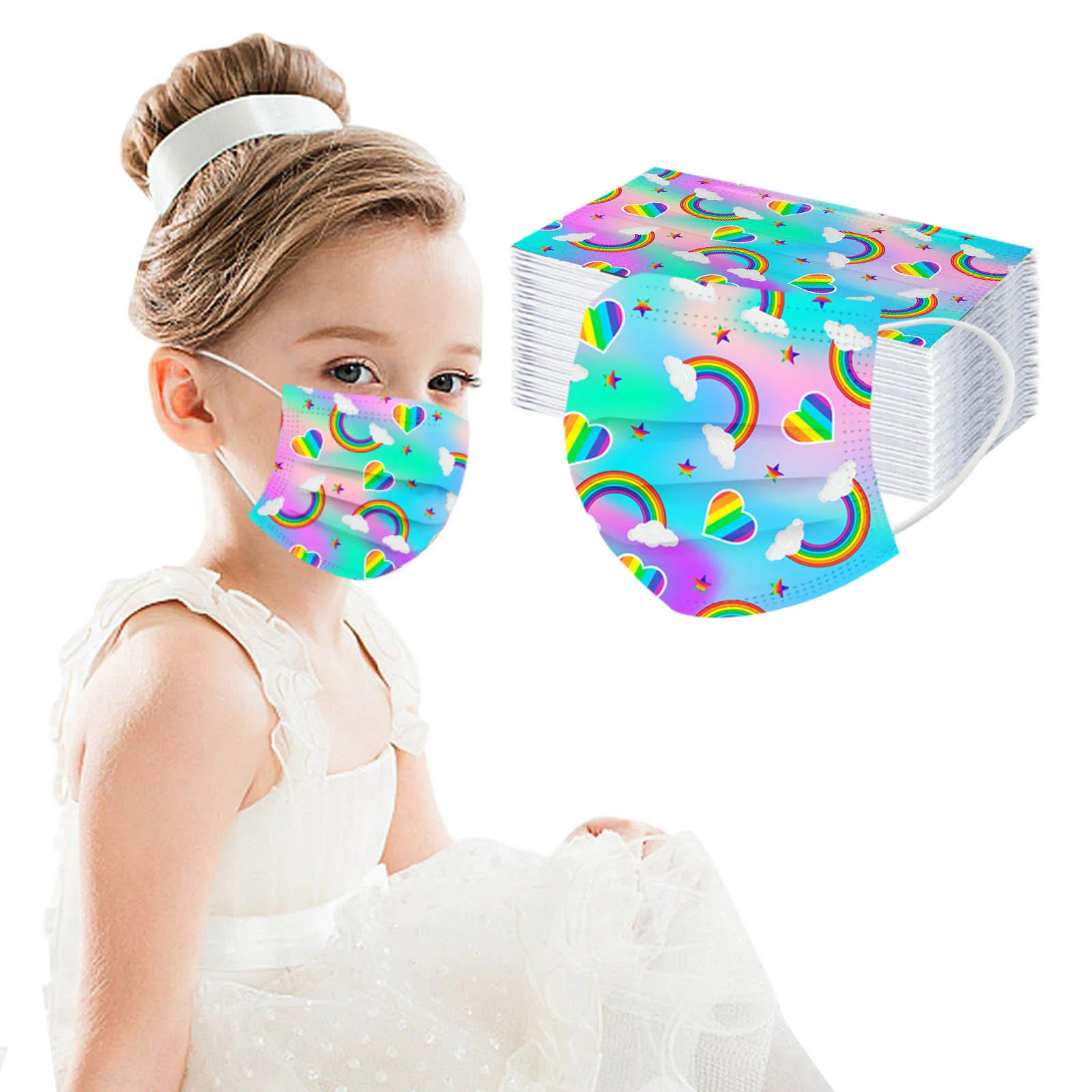 Disposable Face Mask Kids Children Industrial 3Ply Ear Loop 50PCS Outdoor Dust-Proof Protective