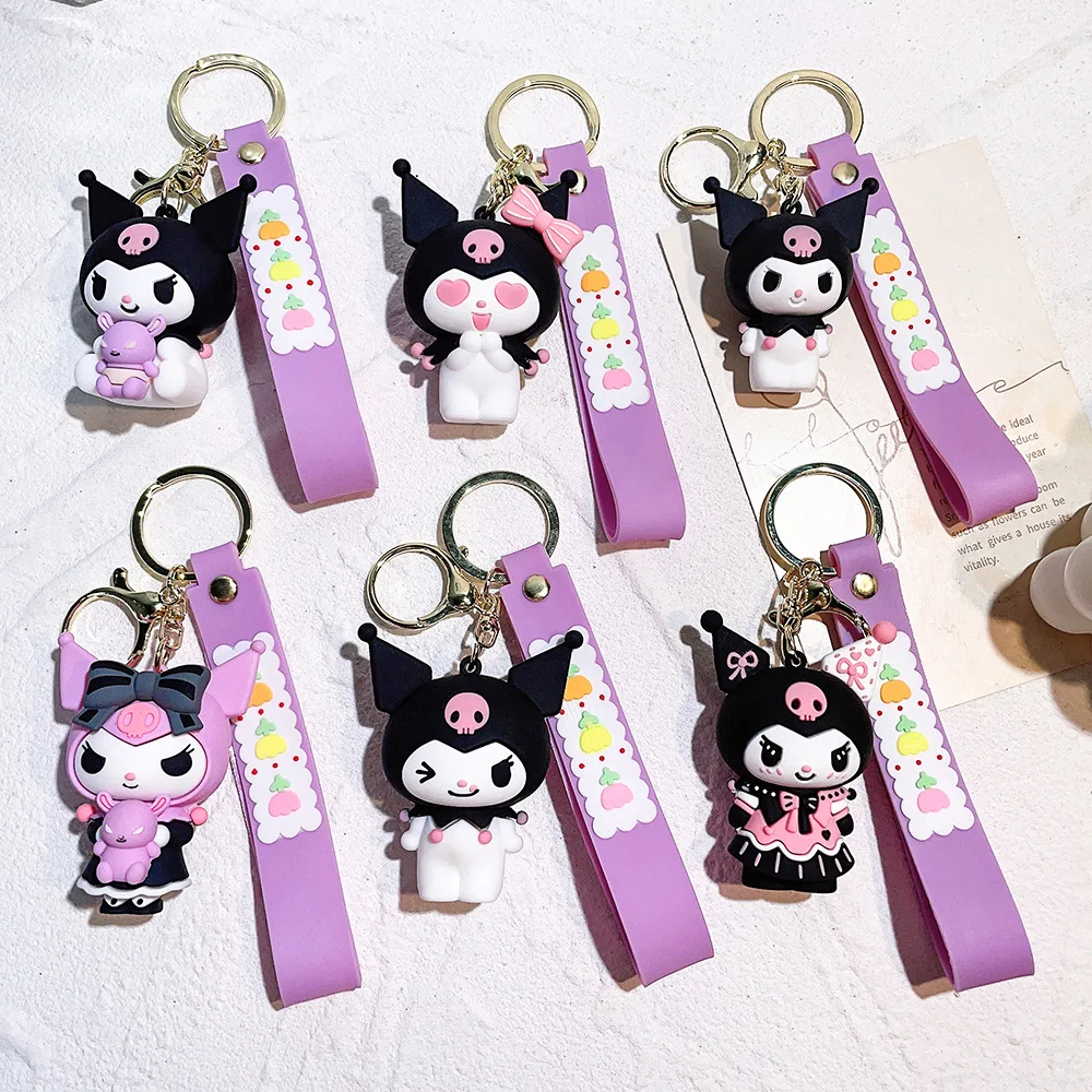 Sanrio Keychain Pendant Toys Kulomie Hellokitty Mymelody Anime Couple Pendant Action Figure Fashion Bag Keyring Birthday Gifts sanrio new fall children pajamas set kawaii hellokitty kuromi cinnamoroll cartoon anime long sleeve long pants nightgown