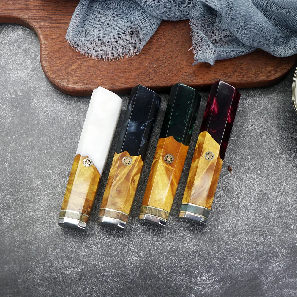 

DIY Chef Knife Environmental Friendly Natural Resin White Shadow Wood Detail Accessories Octagonal Handle EDC Kitchen Tool