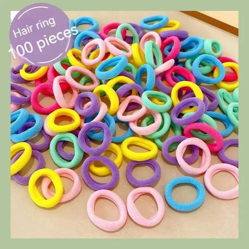 100PCS Seamless Hair Band Children Rubber Band Baby Hair Tie Small Leather High Elasticity Does Not Hurt