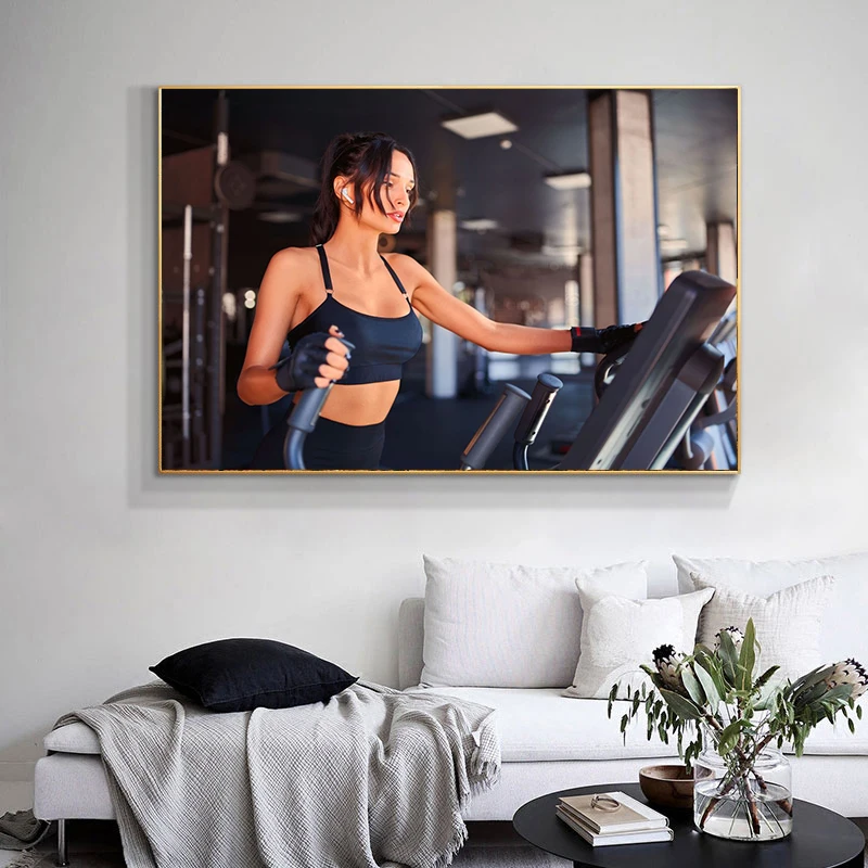 Bodybuilding Fitness Male Female Canvas Poster Print Inspirational Workout Wall Art Picture Gym Training Room Decoration