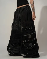 Jeans Streetwear Y2K Noir Rétro Gothique Surdimensionné avec Poches Rivets et Fermeture Éclair, Jean Baggy Décontracté Style Punk, Pantalon en Denim Large pour Homme 4