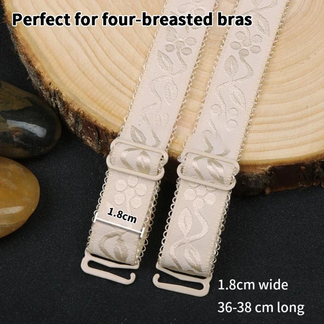 Lengthened and widened high-quality rubber-coated buckle bra straps  adjustable bra non-slip underwear embroidered
