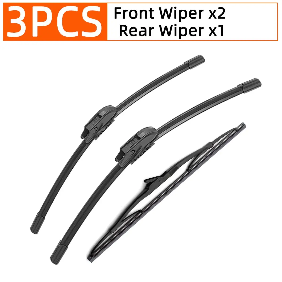 Durable Four Seasons Car Wiper Set - 3PCS Front & Rear Windshield Accessories