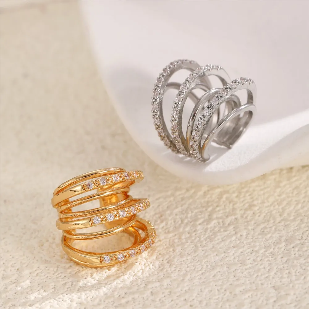 1pc Simple Fashion Zircon Ear Cuff Earrings for Women Minimalist Style Non Pierced Clip Earrings Party Jewelry Accessories