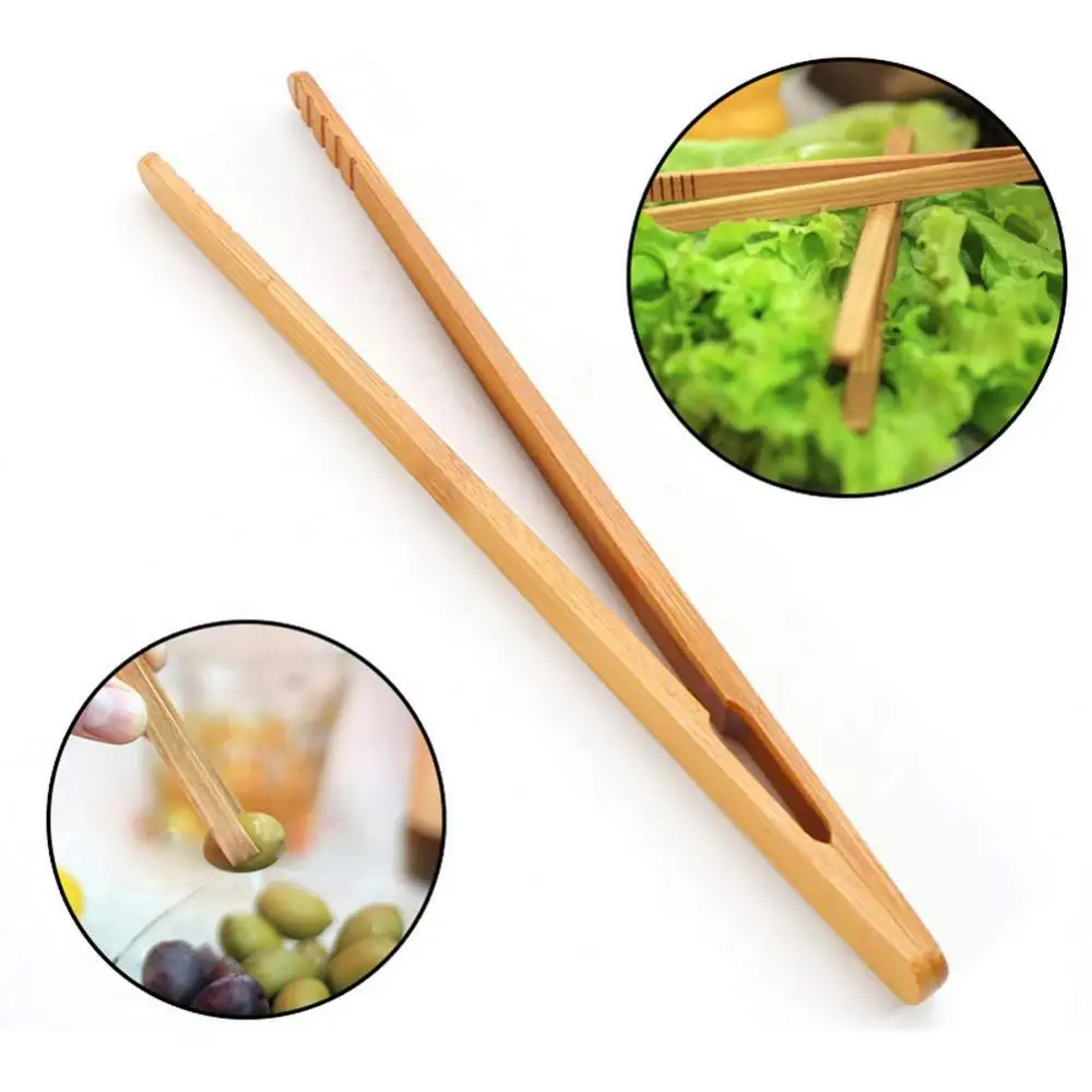 4Pcs Bamboo Food Clip Toaster Salad Cake Tea Tweezer Clamp Tongs Cooking Tool Food Tongs Kitchen Utensils