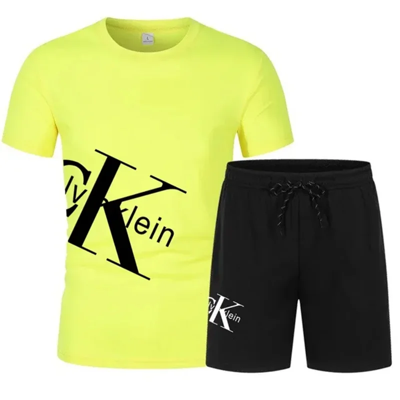 

2024 Summer Fashion Men's Short-Sleeved T-shirt /Sweatpants Boutique Casual Sports Running Customizable Printing Two-Piece Set