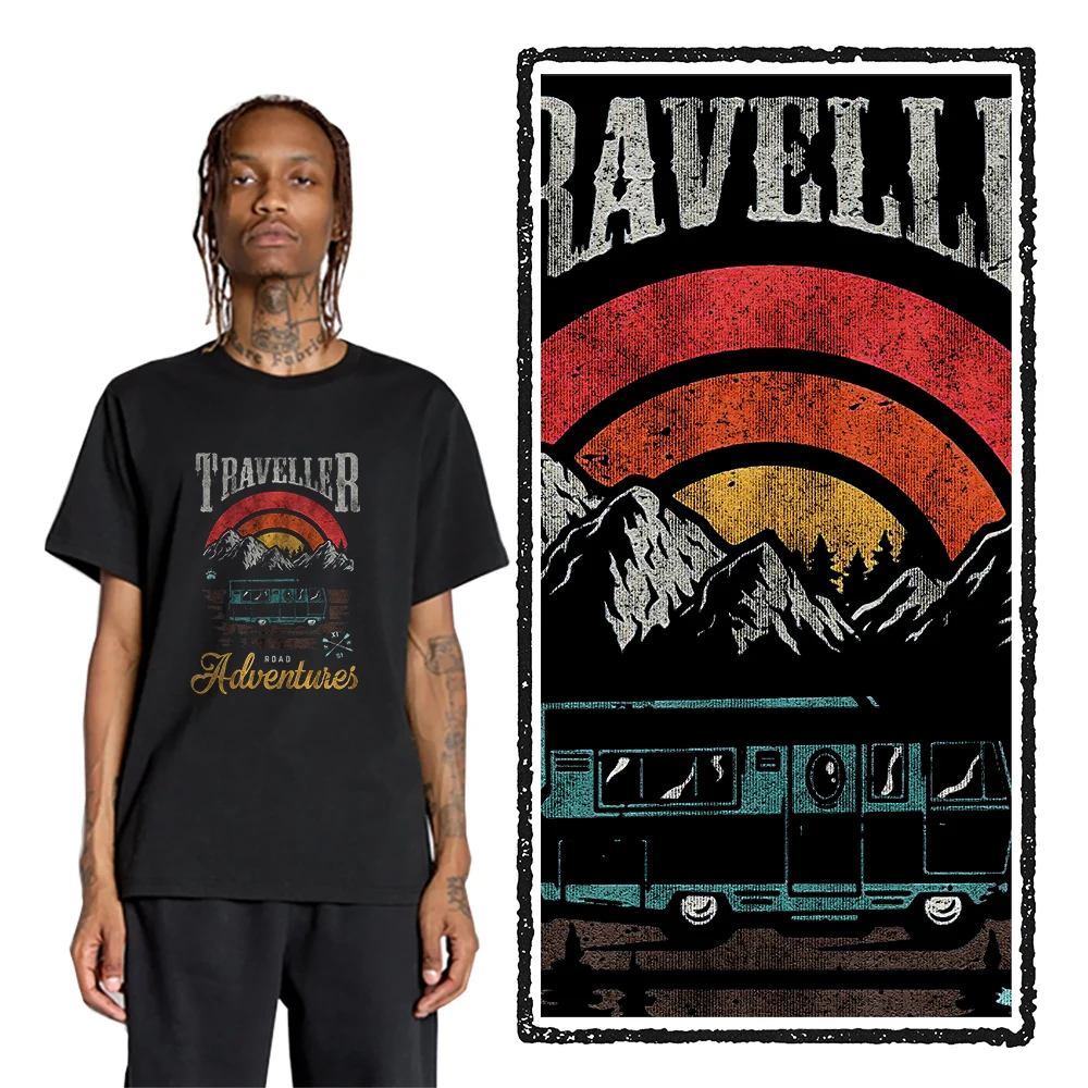 Coolmind YA007 100% Baumwolle Übergrößen Cool Traveller Print Herren T-Shirt Exklusives Grafik-Design Lockeres Herren T-Shirt Baumwoll-T-Shirts für Männer – Detail 4