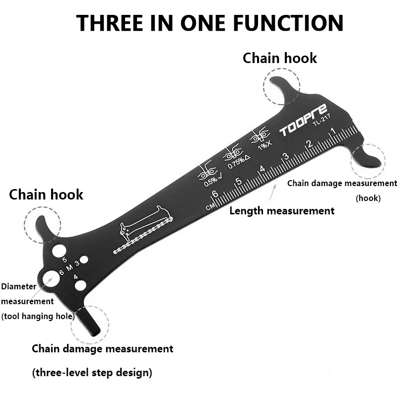Bicycle Chain Wear Indicator Ruler Repair Tool Stainless Steel