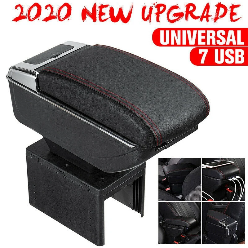 Universal Car Armrest Storage Box PU Leather Interior Central Container