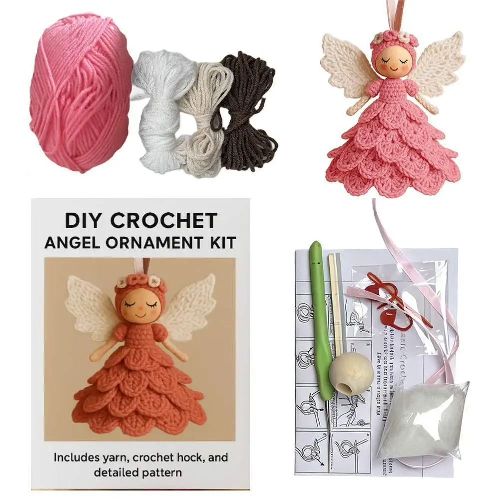 Crochet Angel Kit Handmade Angel Decoration Crochet Angel Ornament Kit for Beginners Handmade Christmas Tree Decoration Gift