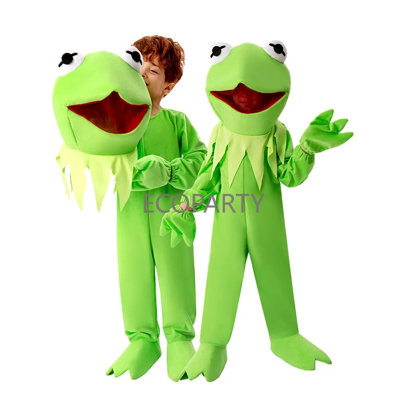 Ecoparty 2024 Halloween Muppets Kermit Green Frog Costume Cosplay Kids Carnival Stage Performance Costume Fantasia